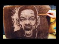 【ブランケットアート】毛の光の反射を利用して毛布にウィル・スミス描いてみた PART2