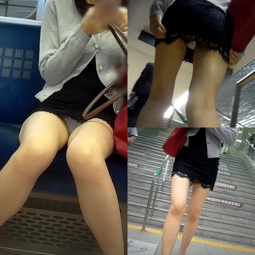 【電車対面パンチラ24】☆三角ゾーン観察記録／映える美脚の彼女！ - FC2 Video (Adult)